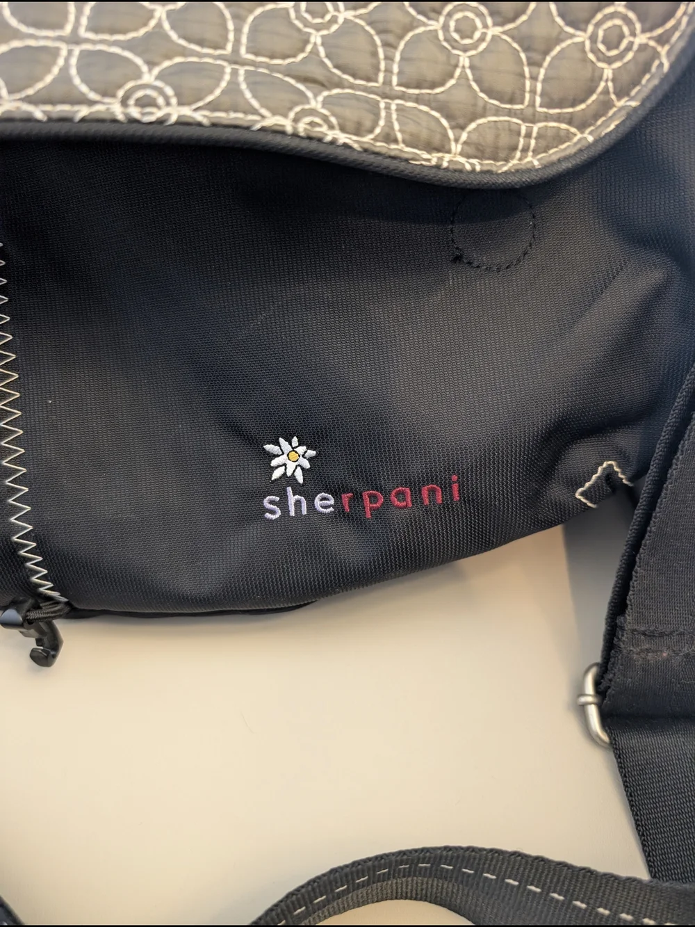 Vintage Pattern Sherpani Navy Quilted Messenger Bag Unisex